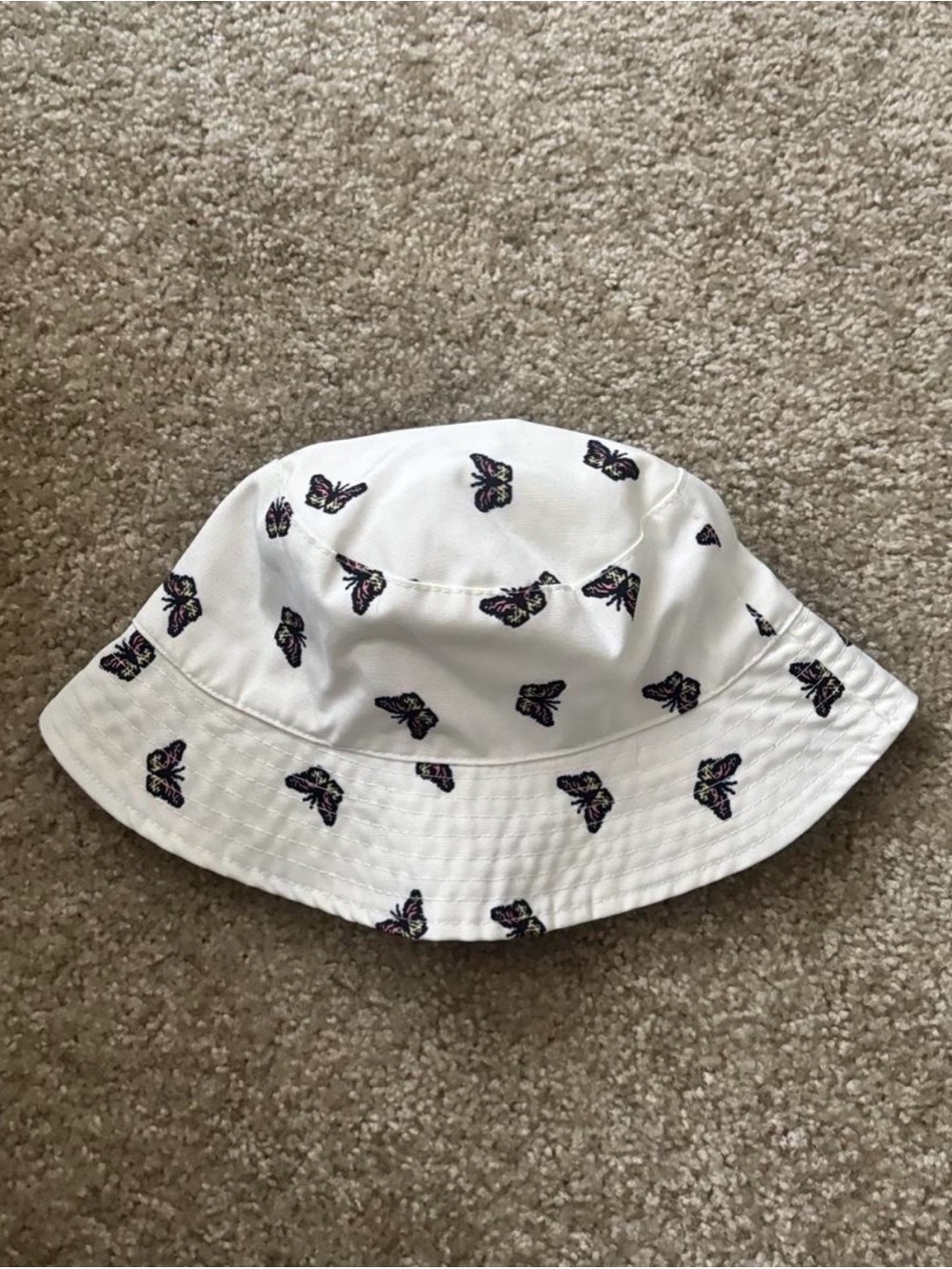 white butterfly bucket hat